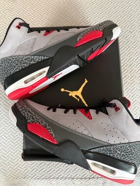 Jordan Son of Mars Grey Cement -Retro Basketball Sneakers in Gray, Black and Red
